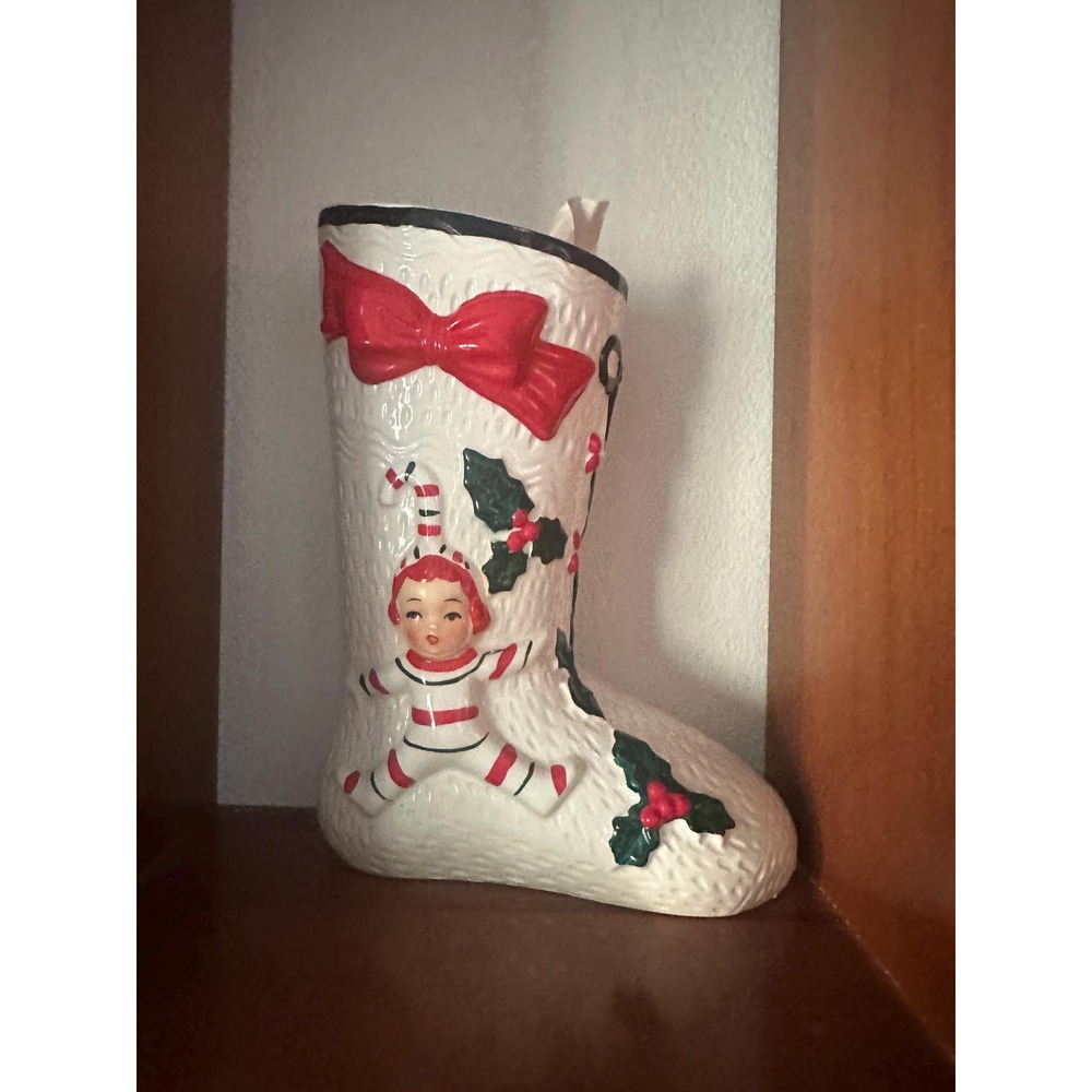 Rare Ucagco Christmas Candy Cane Pixie Elf Planter